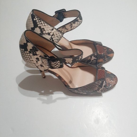 VINCE CAMUTO Ankle Strap Multi-Color Retro Python Snakeskin Heels Sessen US 9.5 - Picture 3 of 7